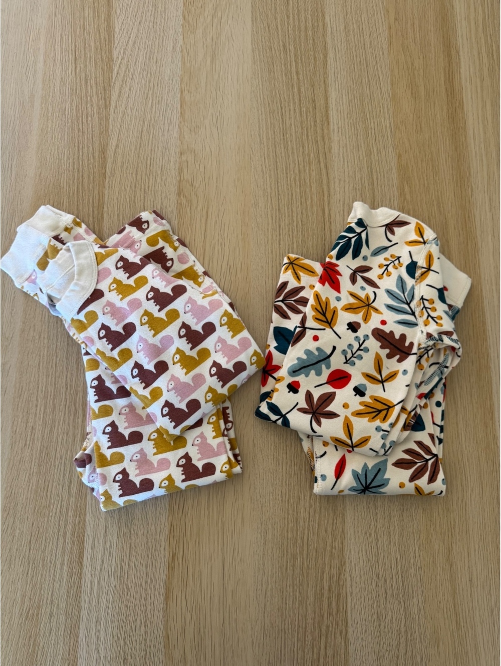 NWOT Hanna Andersson Long Johns Pajama Set Lot Sz 10 Fall Leaves & Squirrels
